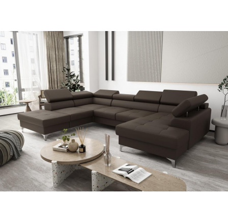 Rohová sedacia súprava TOSCANIA MAX II 170x350x220 prírodná koža - ľavá, Hnedá koža