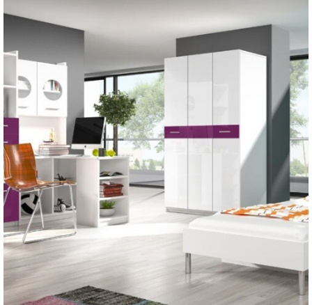 Šatní skriňa PARADISE 3 Biela Fialová Šatní skriňa PARADISE 3 Biela Fialová