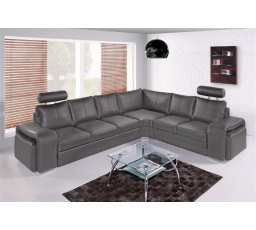 Kožená sedacia súprava Endy s rozkladacou pravou časťou sivá