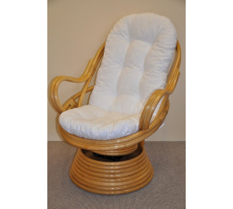 Ratanové hojdacie kreslo Swivel honey white cushion