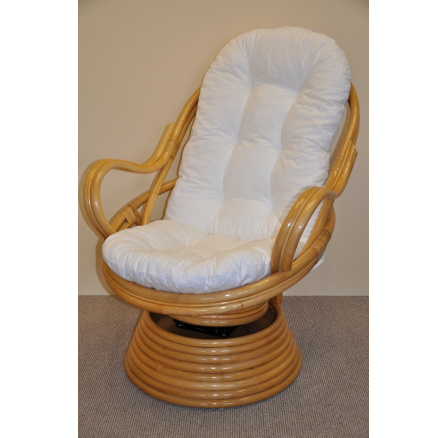 Ratanové hojdacie kreslo Swivel honey white cushion