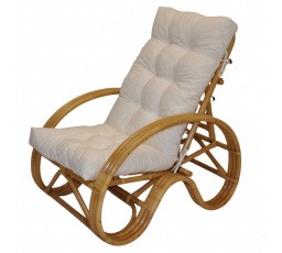 Ratanové kreslo polohovacie medové polster biely