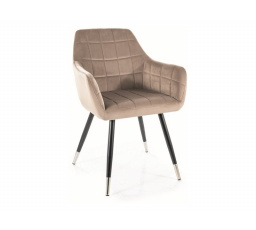 Jedálenská stolička NUXE VELVET, béžová Bluvel 40/matná čierna/chróm