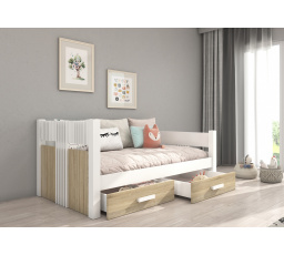 BIBI 180x80 White+Sonoma jednoposchodová posteľ s matracom
