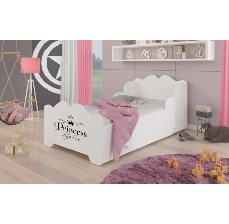 Posteľ s matracom a zásuvkou XIMENA PRINCESS BLACK 140x70 Biela Posteľ s matracom a zásuvkou XIMENA PRINCESS BLACK 140x70 Biela