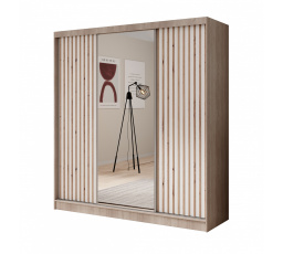 Šatní skriňa s posuvnými dverami a zrkadlom Ida 200 Sonoma+Biela