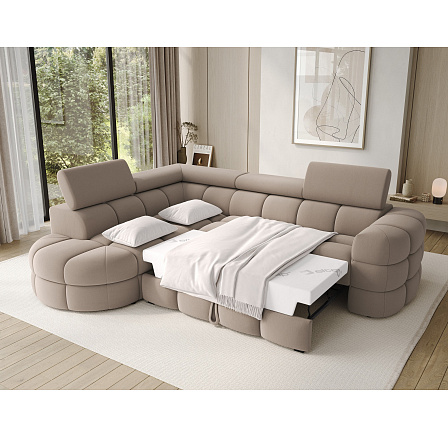 Carmenn corner sofa with sleeping function, storage compartment and adjustable headrests, beige plush, left-hand side Sola 18 205x126 Left 1 Carmenn corner sofa with sleeping function, storage compartment and adjustable headrests, beige plush, left-hand side Sola 18 205x126 Left 1