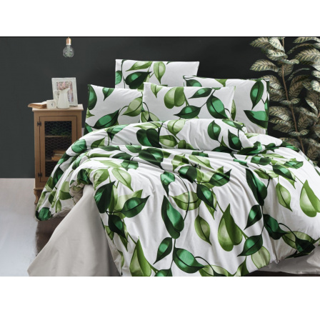 Bavlnená obliečka na vankúš Leaves green 50x70