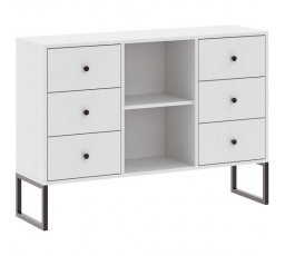 Komoda LINEA 6S, Biela/Čierna