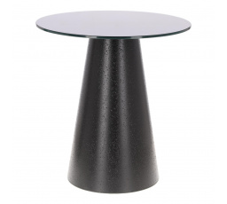 Sklenený okrúhly konferenčný stolík Soleilo 60 cm čierny