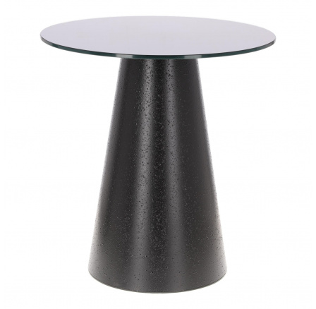 Sklenený okrúhly konferenčný stolík Soleilo 60 cm čierny