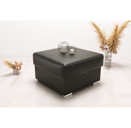 Taburet s úložným priestorom 70×70 - čierna eko koža