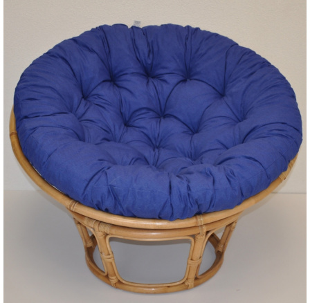 Ratanový papasan 100 cm medový vankúš tmavomodrý