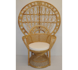 Ratanové kreslo King honey vankúš biely