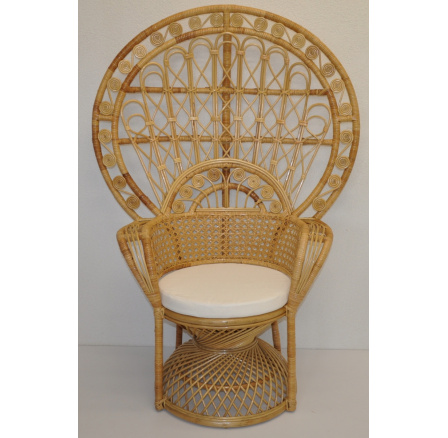 Ratanové kreslo King honey vankúš biely