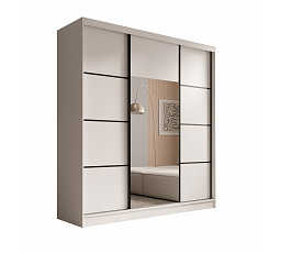 Šatníková skriňa Keri 200 Biela+Čierna