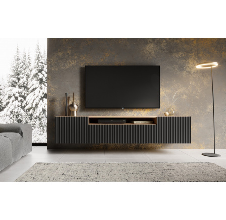 Závesná TV skrinka NOEMI Čierna+Artisan