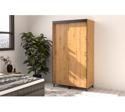 BERGAMO 120 Artisan+Čierna posuvná skriňa