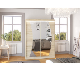 Posuvná skriňa so zrkadlom a LED osvetlením MODESTO 150 Sonoma+Sonoma