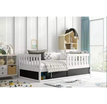 Inteligentná jednolôžková posteľ pre deti, biela, s matracom 80 x 160