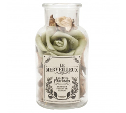 Sklenená nádoba 16 cm s potpourri zelená