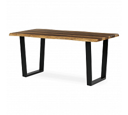 Stôl jedálenský, 160x90x75 cm, MDF doska, dekor staré drevo, kovové nohy v tvare U, čierny matný lak
