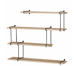 Nástenné police 80 cm, MDF, dekor dub, čierny matný kov