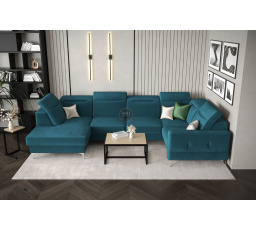 Rohová sedacia súprava MALIBU MAX II 180x350x182 cm - modrá, Pravá strana