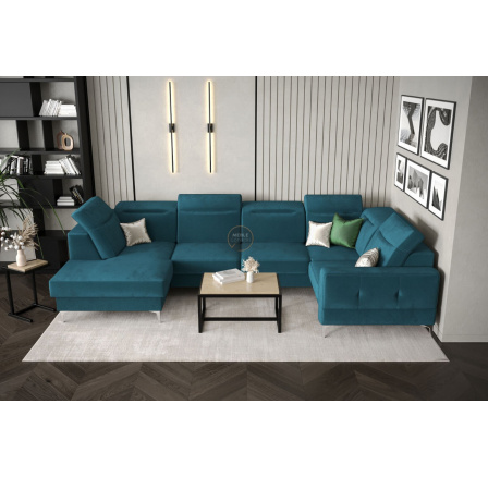 Rohová sedacia súprava MALIBU MAX II 180x350x182 cm - modrá, Pravá strana