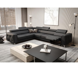 Rohová Kožená sedacia súprava s funkciou, relax ORION I 325x255 cm - sivá, ľavá