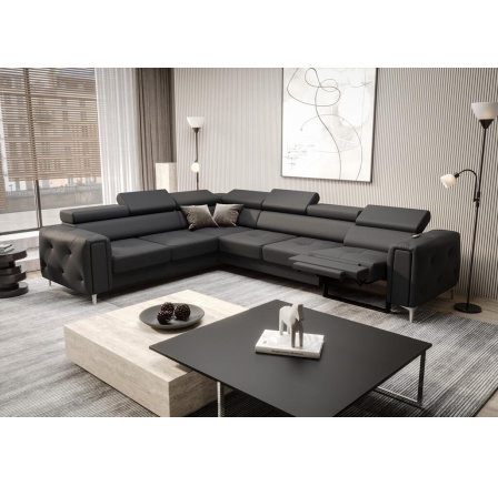 Rohová Kožená sedacia súprava s funkciou, relax ORION I 325x255 cm - sivá, ľavá Rohová Kožená sedacia súprava s funkciou, relax ORION I 325x255 cm - sivá, ľavá
