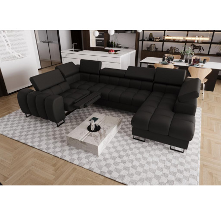 Rohová sedacia súprava ASPEN MAX II, relax 198x350x170 cm prírodná koža - čierna koža, ľavá Rohová sedacia súprava ASPEN MAX II, relax 198x350x170 cm prírodná koža - čierna koža, ľavá