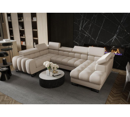 Rohová sedacia súprava ASPEN MAX II 195x350x170 cm prírodná koža - ľavá, Koža ecru