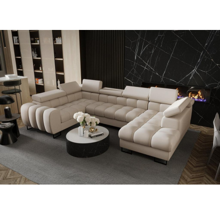 Rohová sedacia súprava ASPEN MAX II 195x350x170 cm prírodná koža - ľavá, Koža ecru