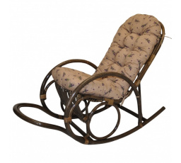 Ratanové hojdacie kreslo Jenaira hnedé polster motív levanduľa