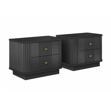2 x VESPER NOČNÝ STOLÍK 56 2SZ - čierny MDF / čierny MDF / zlaté úchyty / sokel 2 x VESPER NOČNÝ STOLÍK 56 2SZ - čierny MDF / čierny MDF / zlaté úchyty / sokel