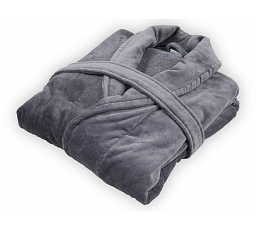 Velúrový župan sivý S