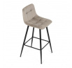 Stolička barová, cappuccino látka, štvornohá kovová podnož, čierny mat