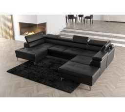 Rohová sedacia súprava TOSCANIA MAX II 170x350x220 - čierna eko koža, pravá