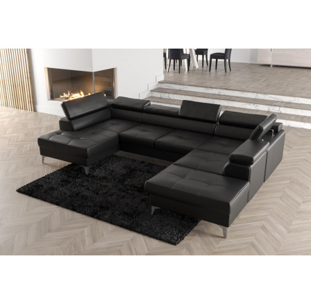 Rohová sedacia súprava TOSCANIA MAX II 170x350x220 - čierna eko koža, pravá