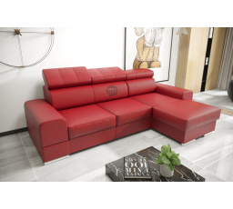 Rohová sedacia súprava ROYAL MINI 260×160 prírodná koža - červená koža, pravá