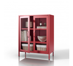 Nízka presklená vitrína červená: Moderná GINA, 800 x 1015 x 400 mm