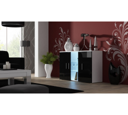 Komoda SOHO S-7, Biela/Čierny lesk