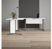 Rohový písací stôl OFFICE 80400/303, Biela/Strieborná