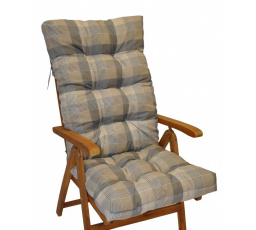 Poduška na teakové záhradné kreslo vysoké - látka UNIKO sivá kocka