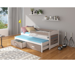 Dvojlôžko s bariérkou a matracmi TIARRO 200x90 Biela+Lanýž