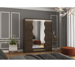 Posuvná skriňa so zrkadlom a LED osvetlením KANSAS 180 Choco+Choco