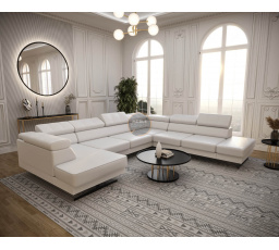 Rohová sedacia súprava EMPORIO MAX II 300X350X180 - pravá, Eko koža biela