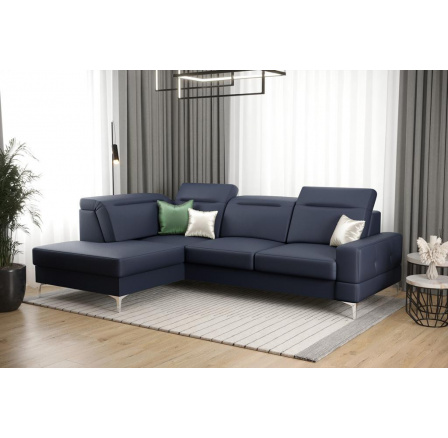 Rohová sedacia súprava MALIBU MINI prírodná koža 180X250 - ľavá, Modrá koža Rohová sedacia súprava MALIBU MINI prírodná koža 180X250 - ľavá, Modrá koža