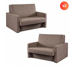Sada 2x Dvojmiestne Kreslo Na Spanie MILAN 2 Béžové